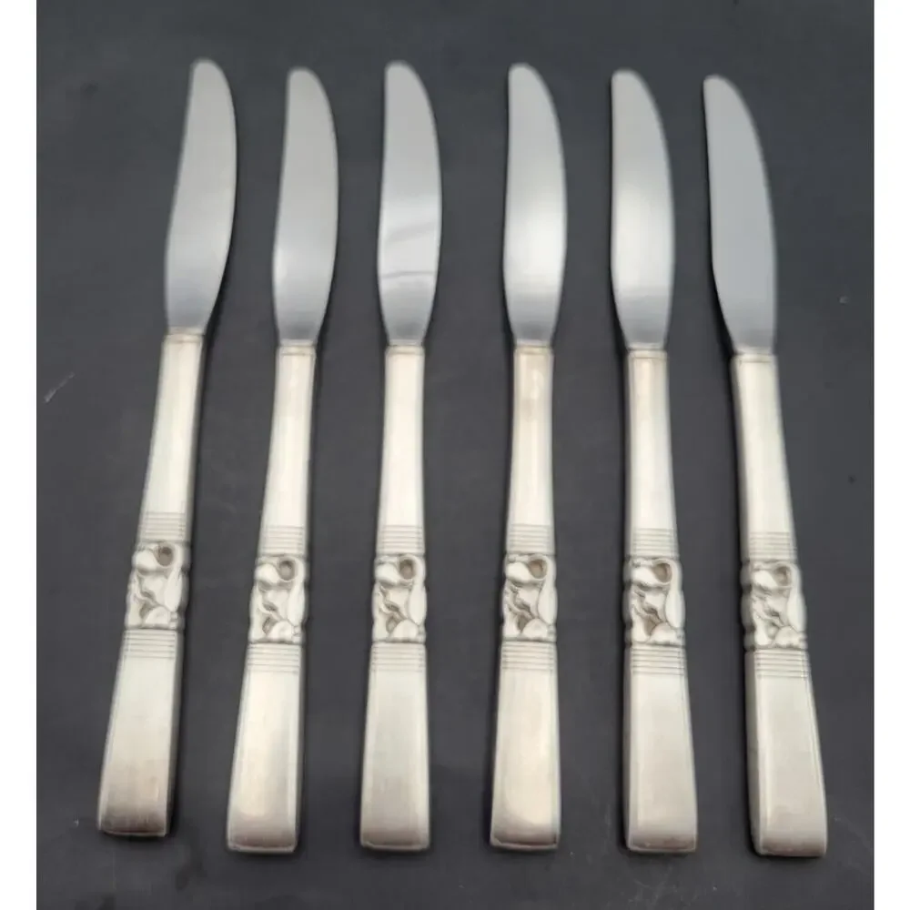 Community Morning Star Dinner Knives set of 6 Silver Plate Vintage